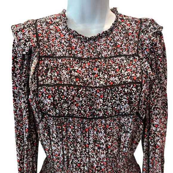 Rails Faren Midnightโ Meadow Dress S Boho Floral Mini Cottagecore Fall Ruffle - Picture 2 of 5